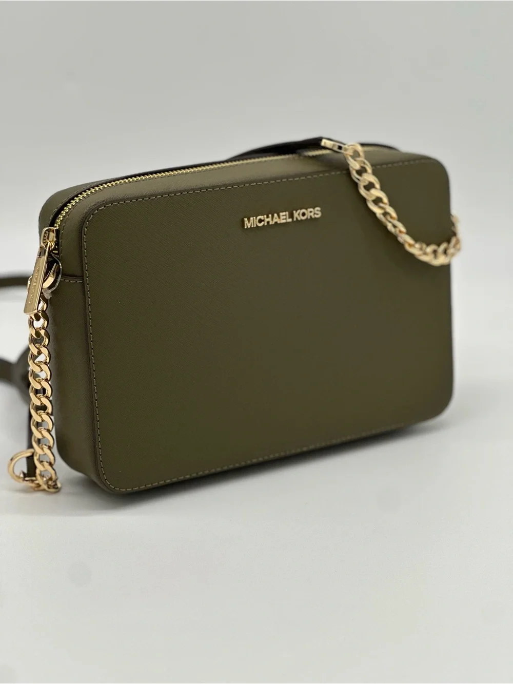 Michael Kors Olive Crossbody with Gold Chain Accent
